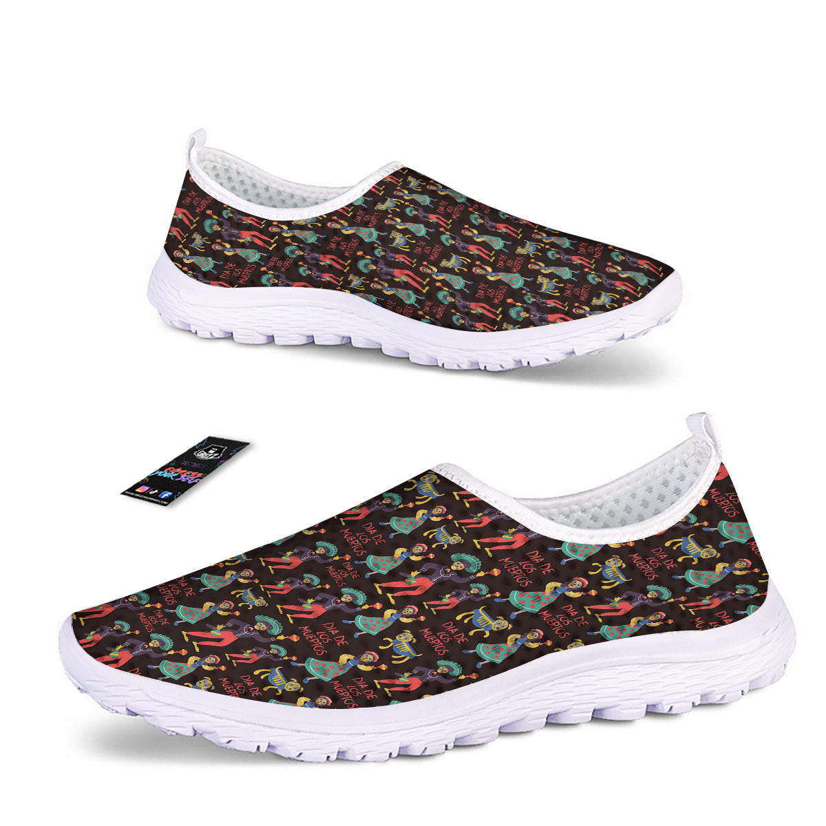 Day Of The Dead Dia De Los Muertos Print Pattern Nurse Shoes-grizzshop