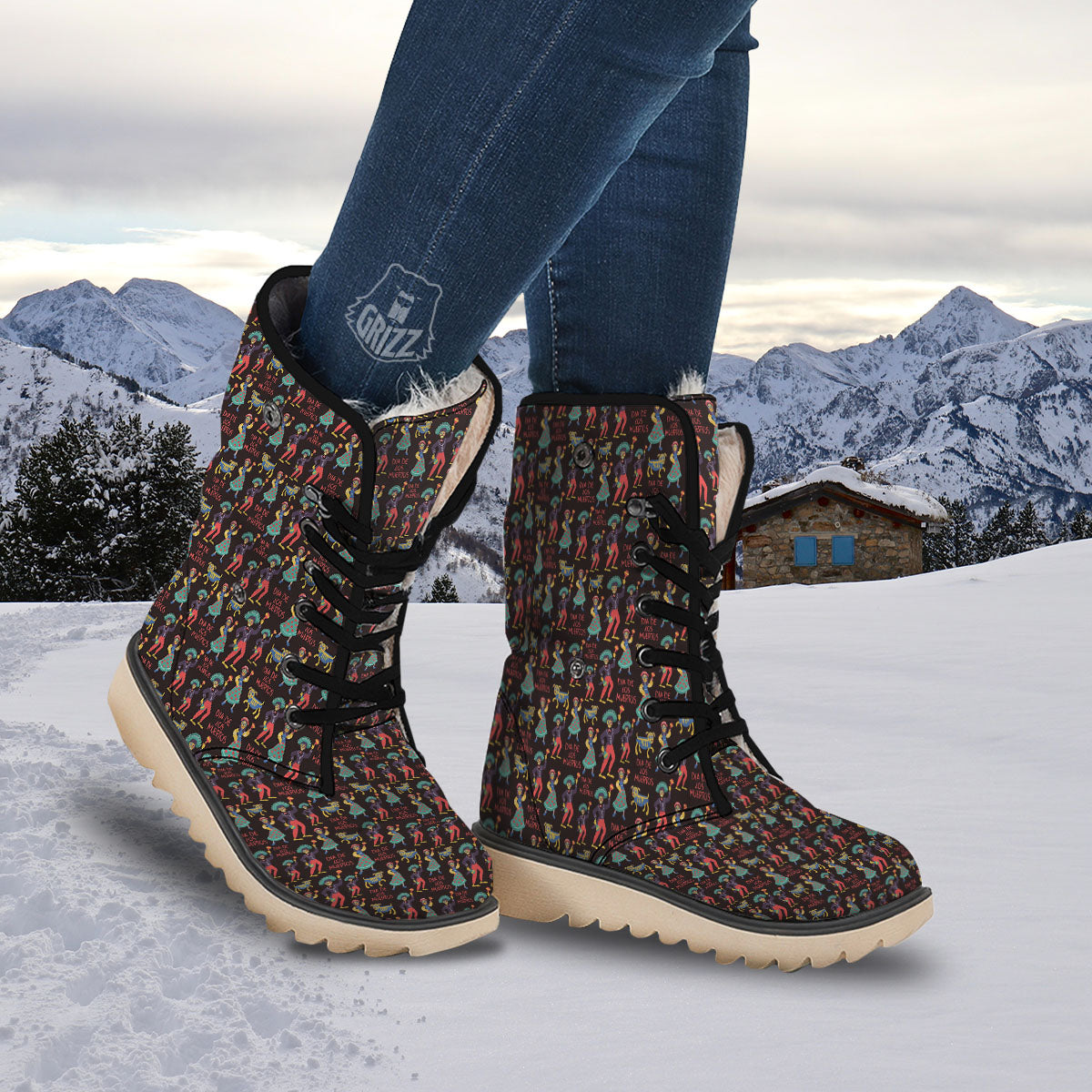 Day Of The Dead Dia De Los Muertos Print Pattern Snow Boots-grizzshop