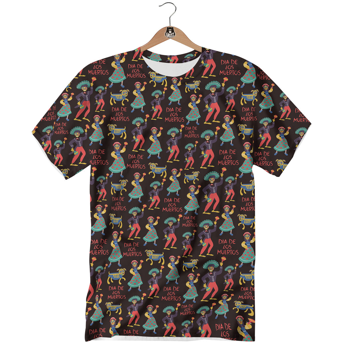 Day Of The Dead Dia De Los Muertos Print Pattern T-Shirt-grizzshop