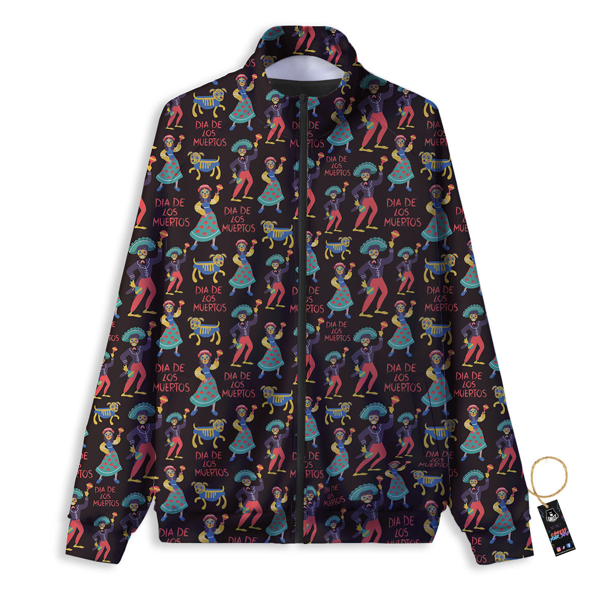 Day Of The Dead Dia De Los Muertos Print Pattern Track Jacket-grizzshop