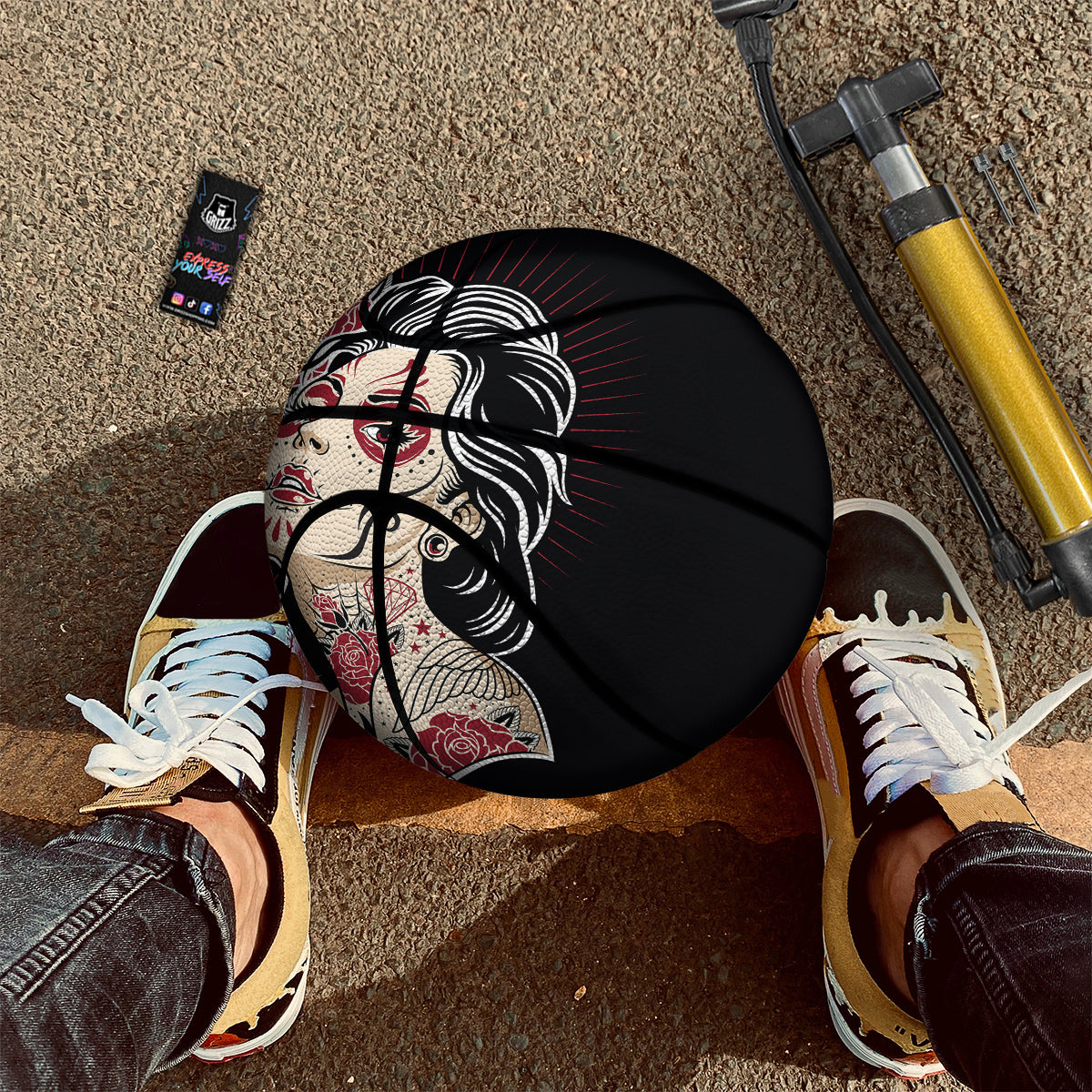 Day of The Dead Calavera Girl Print Basketball-grizzshop