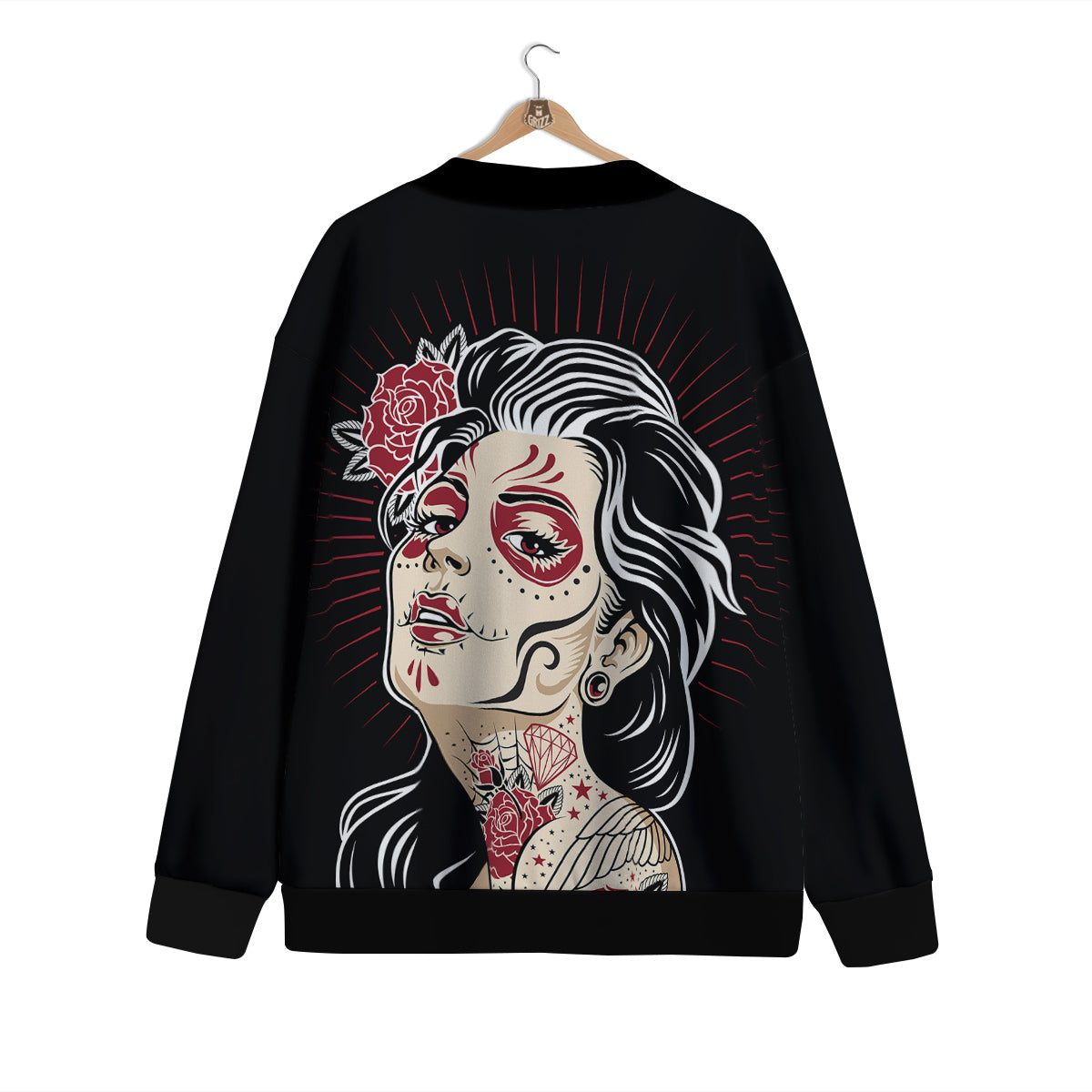 Day of The Dead Calavera Girl Print Cardigan-grizzshop