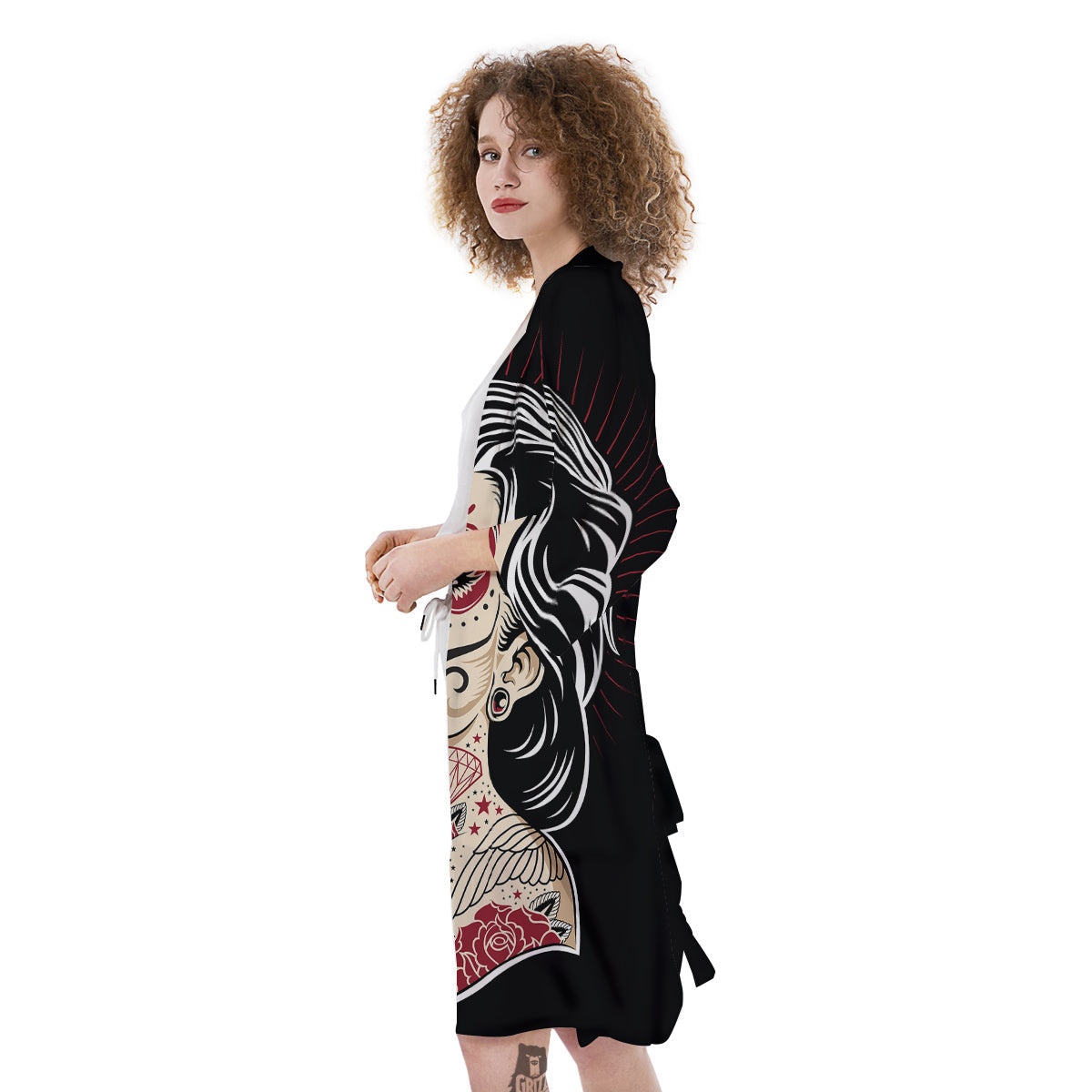 Day of The Dead Calavera Girl Print Kimono-grizzshop