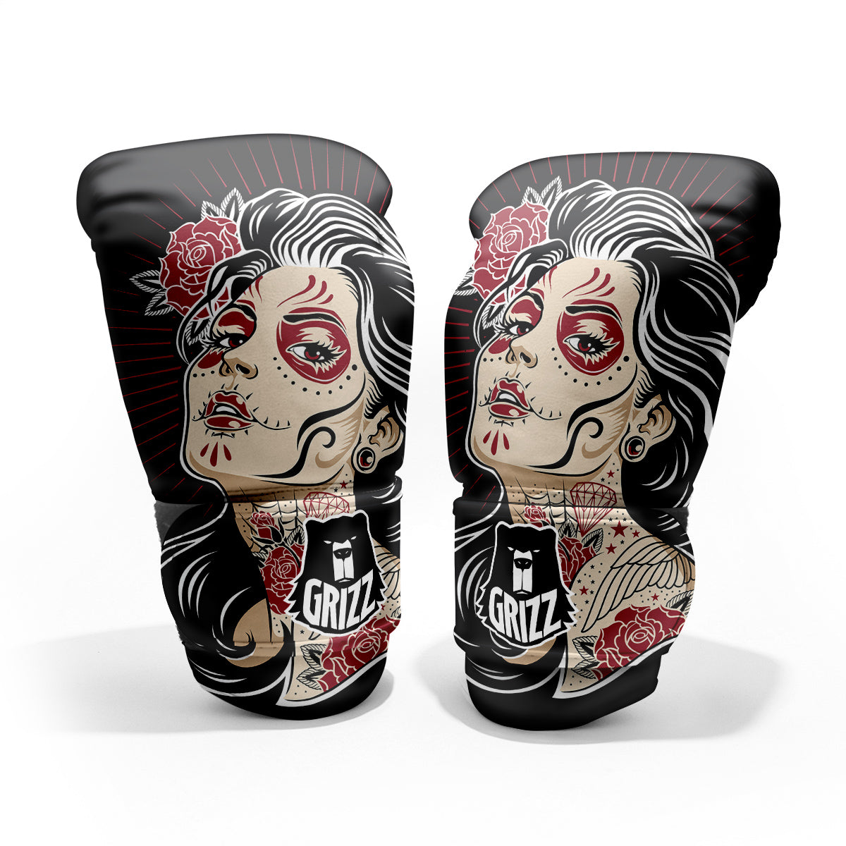Day of The Dead Calavera Girl Print Pro Boxing Glove