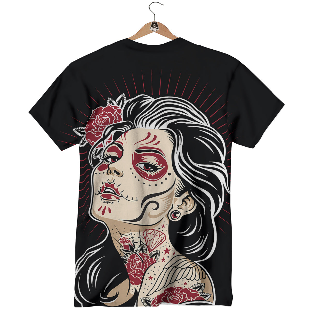 Day of The Dead Calavera Girl Print T-Shirt-grizzshop