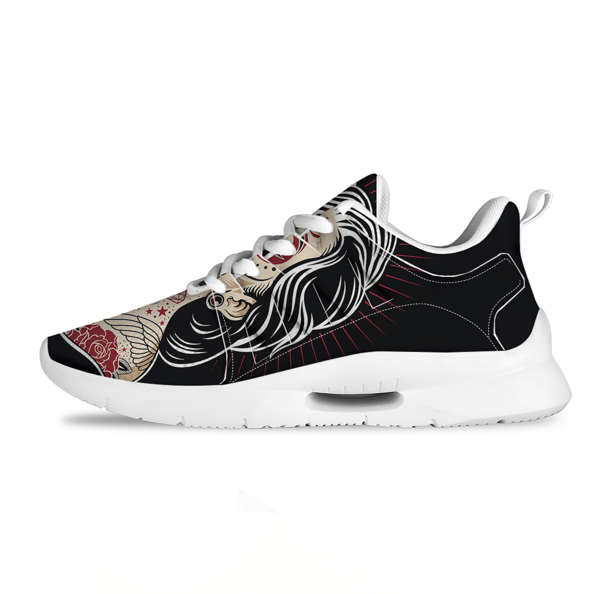 Day of The Dead Calavera Girl Print Tennis Shoes-grizzshop