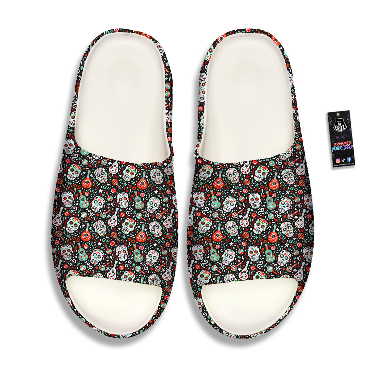 Day Of The Dead Calaveras Print Pattern Sandals-grizzshop