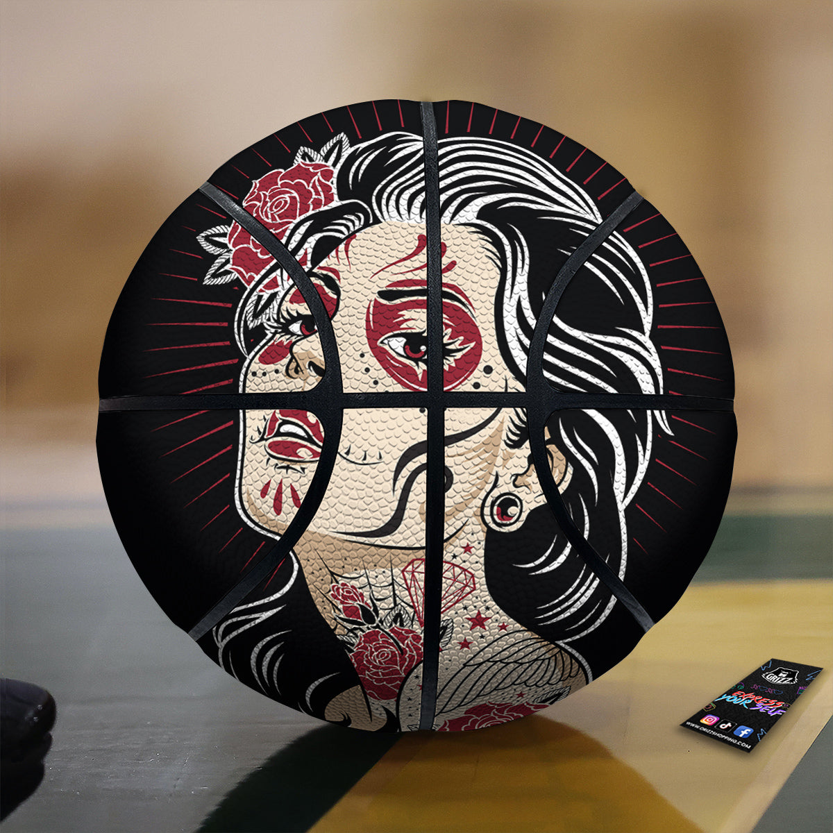 Day of The Dead Calavera Girl Print Basketball