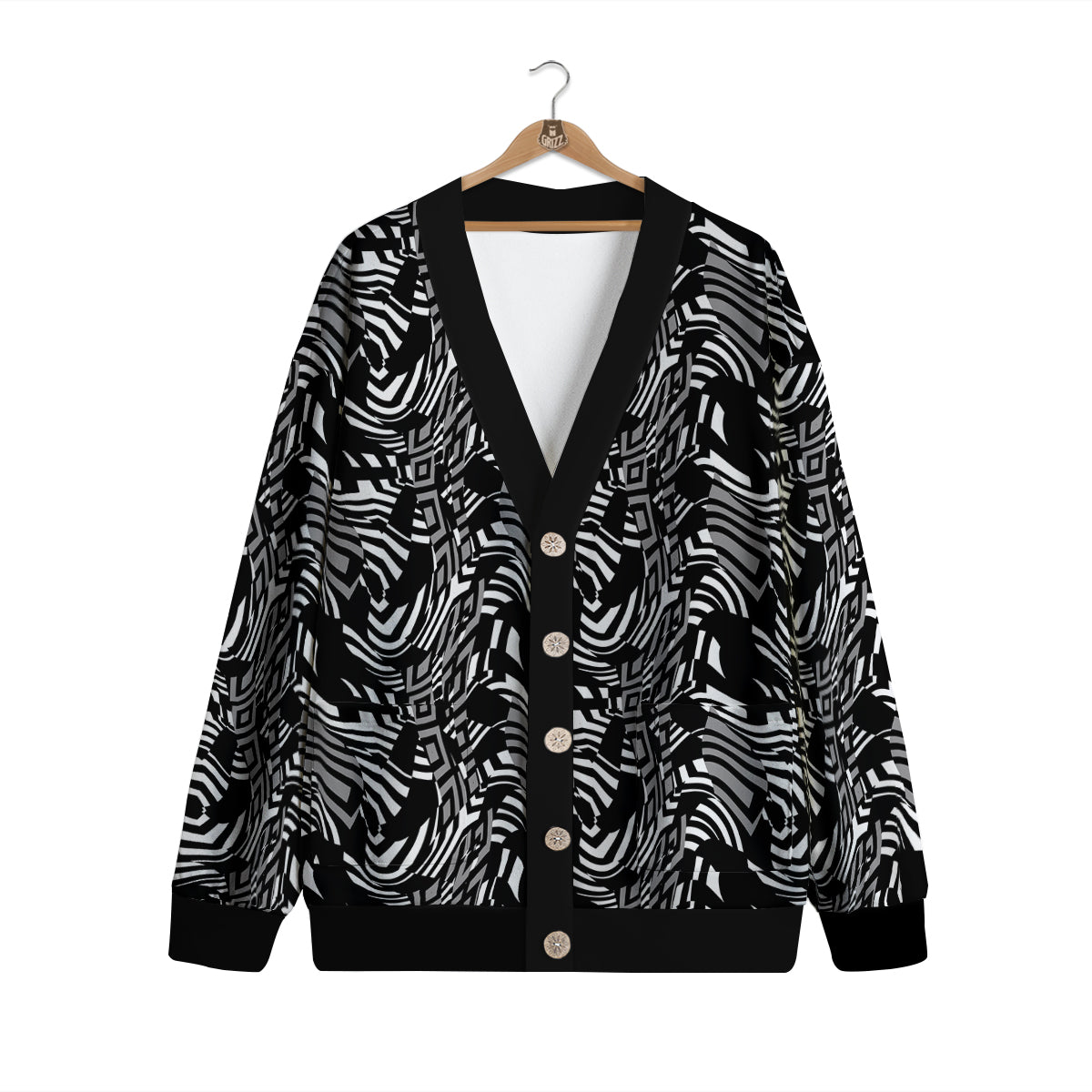 Dazzle Abstract Print Pattern Cardigan-grizzshop