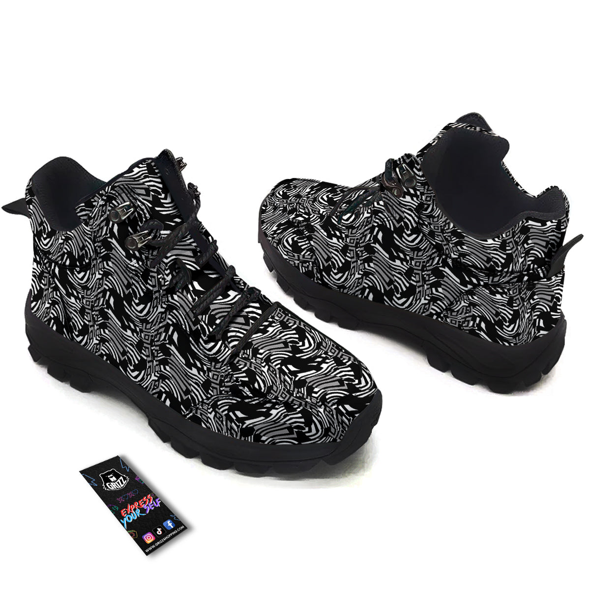 Dazzle Abstract Print Pattern Hiking Shoes-grizzshop