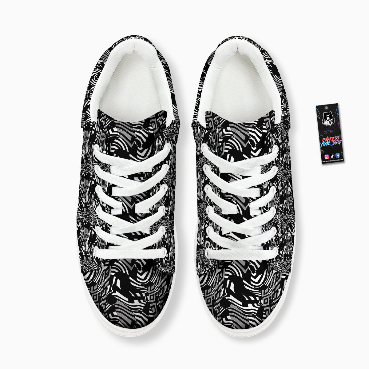 Dazzle Abstract Print Pattern Platform Shoes-grizzshop