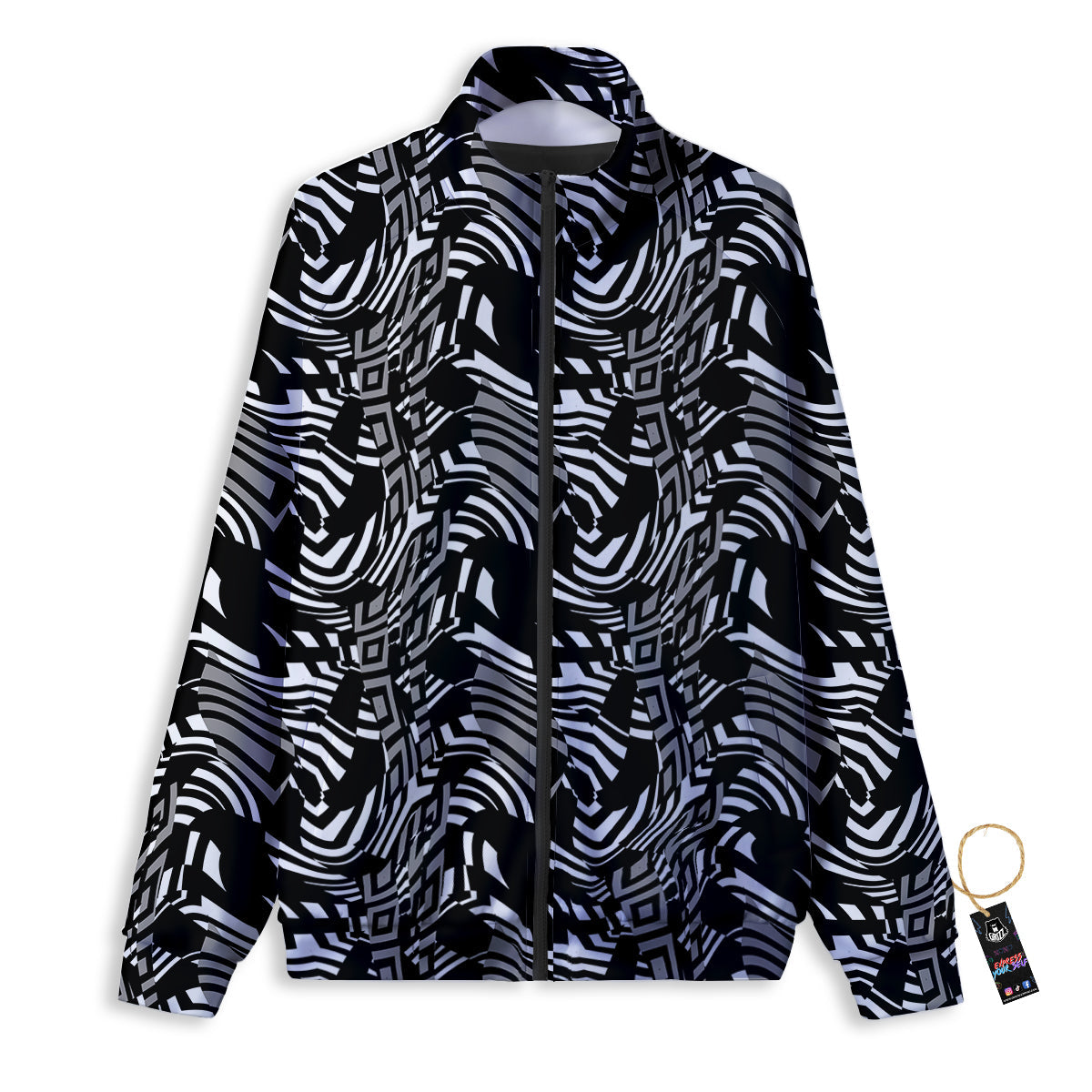 Dazzle Abstract Print Pattern Track Jacket-grizzshop