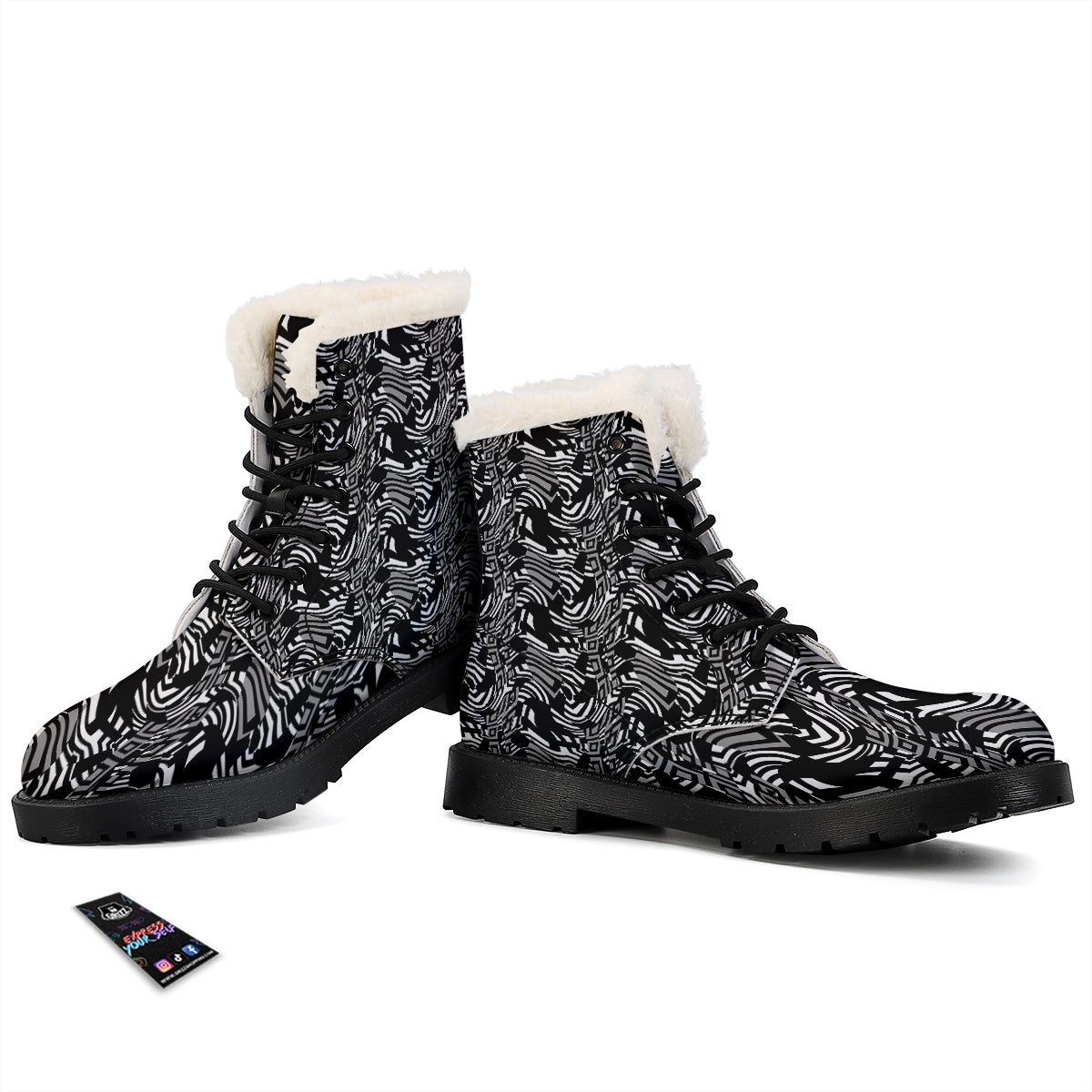 Dazzle Abstract Print Pattern Winter Boots-grizzshop