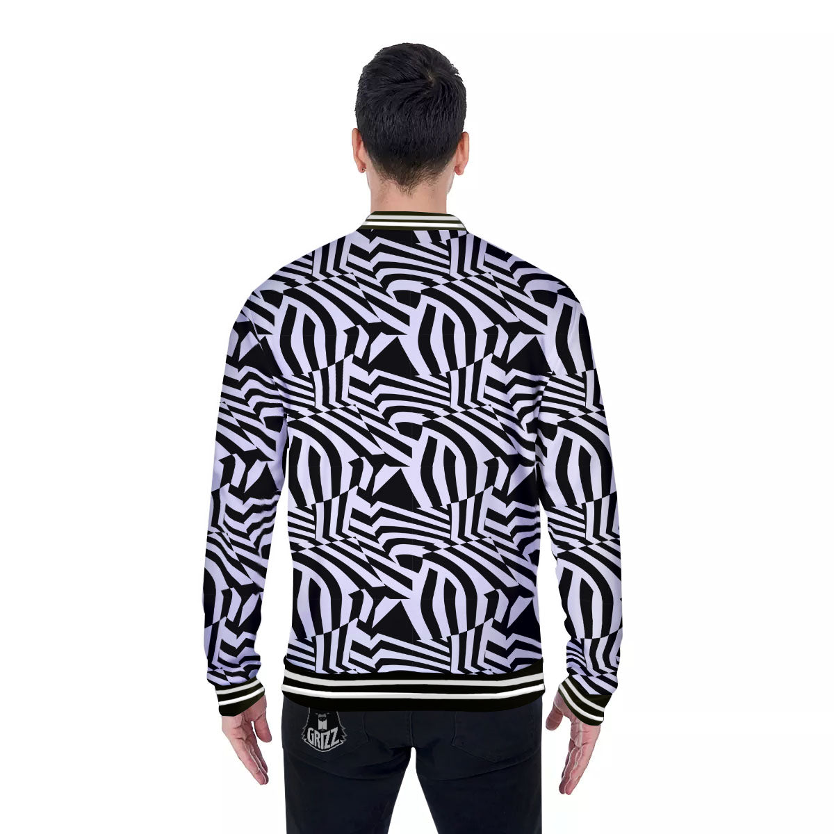 Dazzle White And Black Print Pattern Baseball Jacket-grizzshop