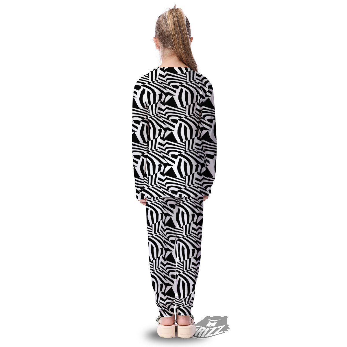 Dazzle White And Black Print Pattern Kid's Pajamas-grizzshop