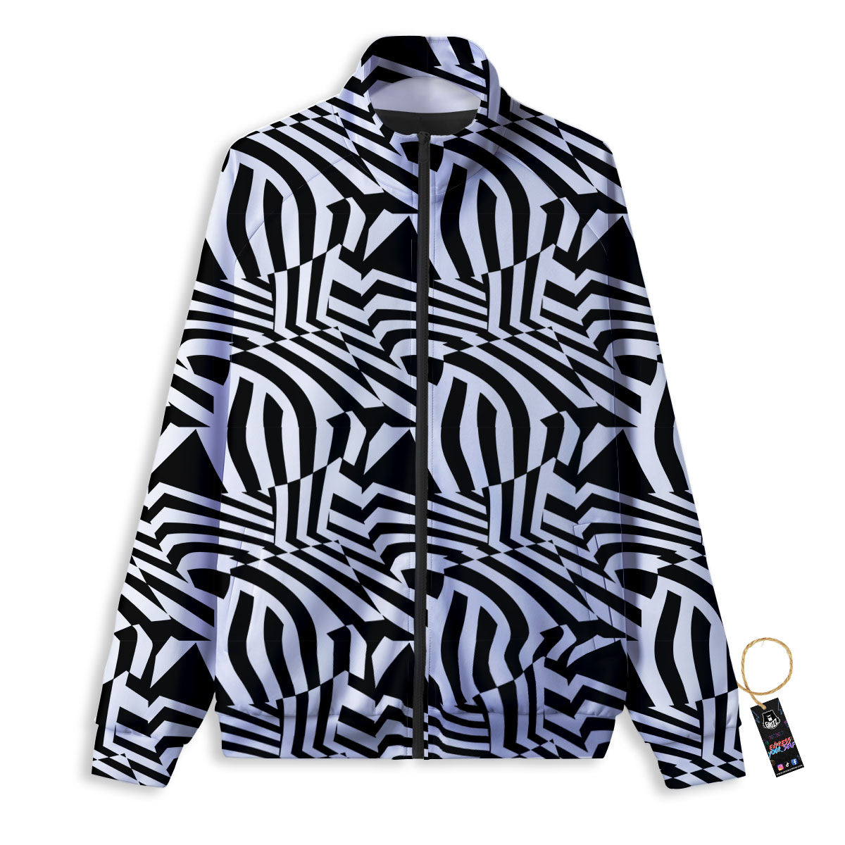 Dazzle White And Black Print Pattern Track Jacket-grizzshop