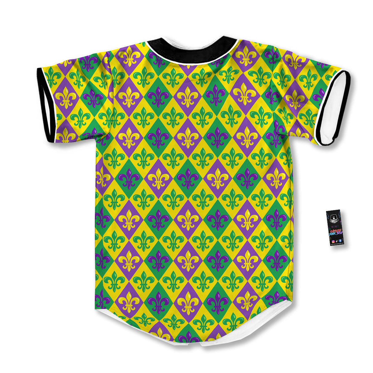 De Lis Mardi Gras Print Pattern Baseball Jersey-grizzshop