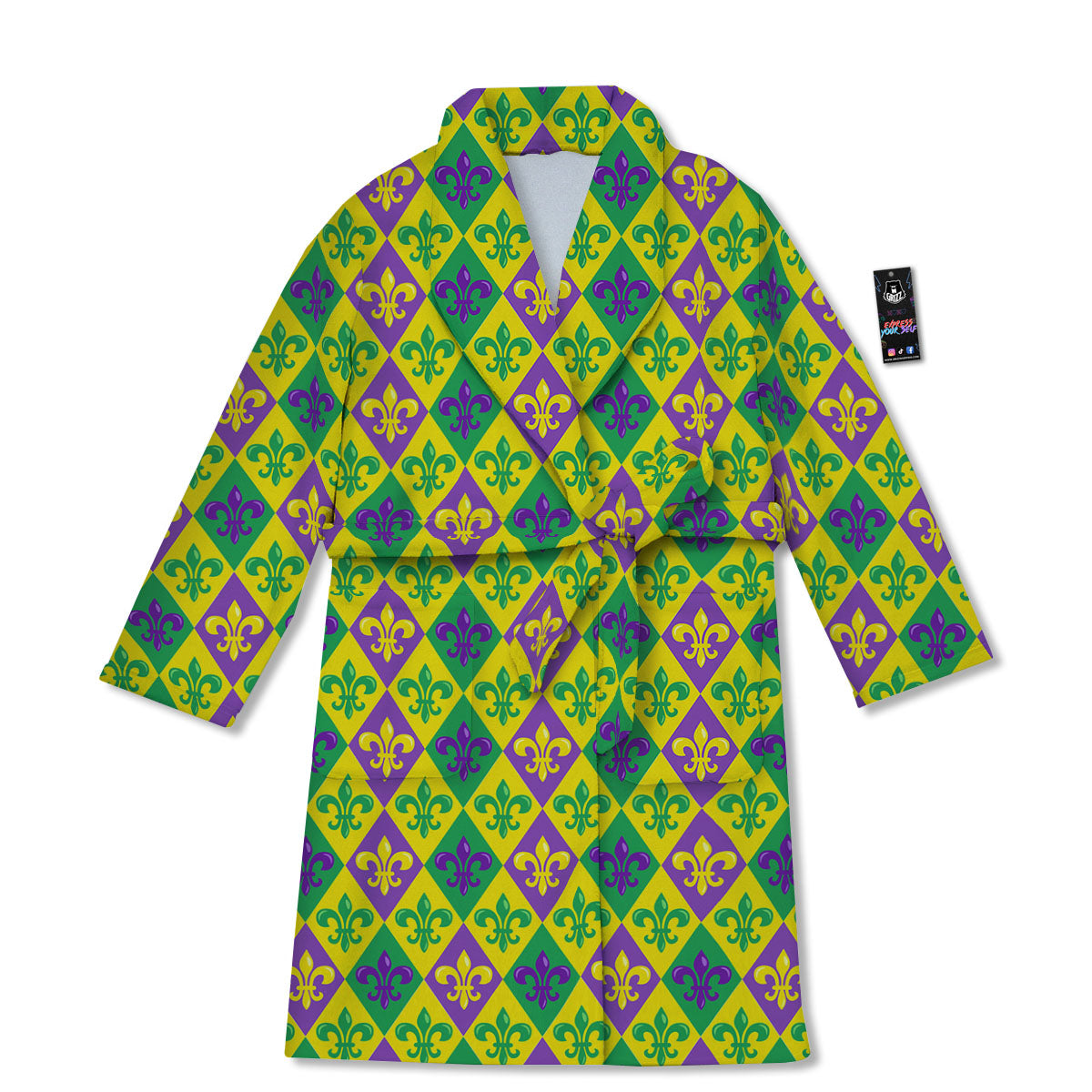 De Lis Mardi Gras Print Pattern Bathrobe-grizzshop