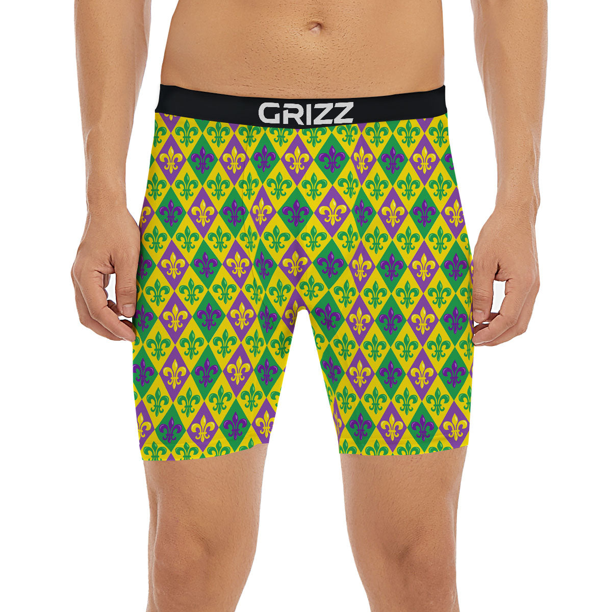 De Lis Mardi Gras Print Pattern Boxer Briefs-grizzshop
