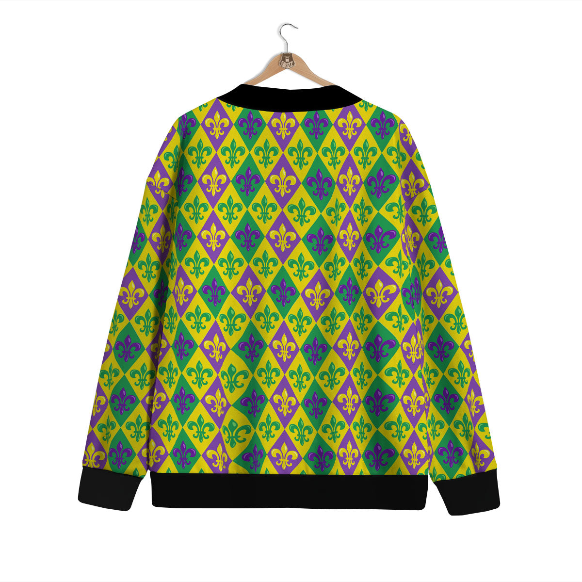 De Lis Mardi Gras Print Pattern Cardigan-grizzshop