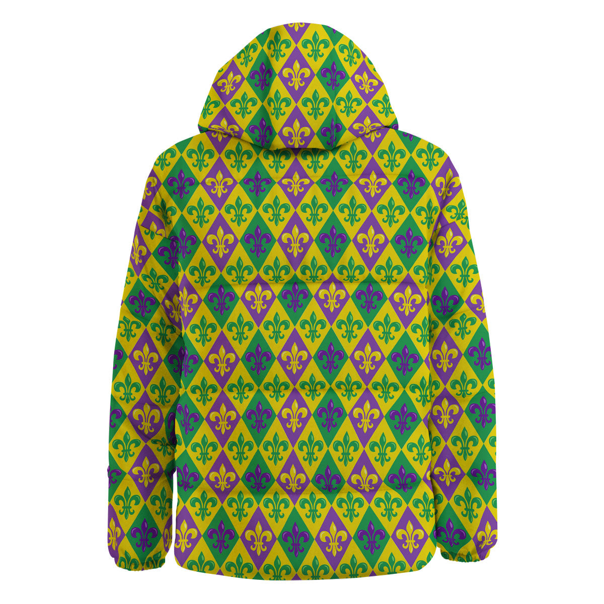 De Lis Mardi Gras Print Pattern Down Jacket-grizzshop