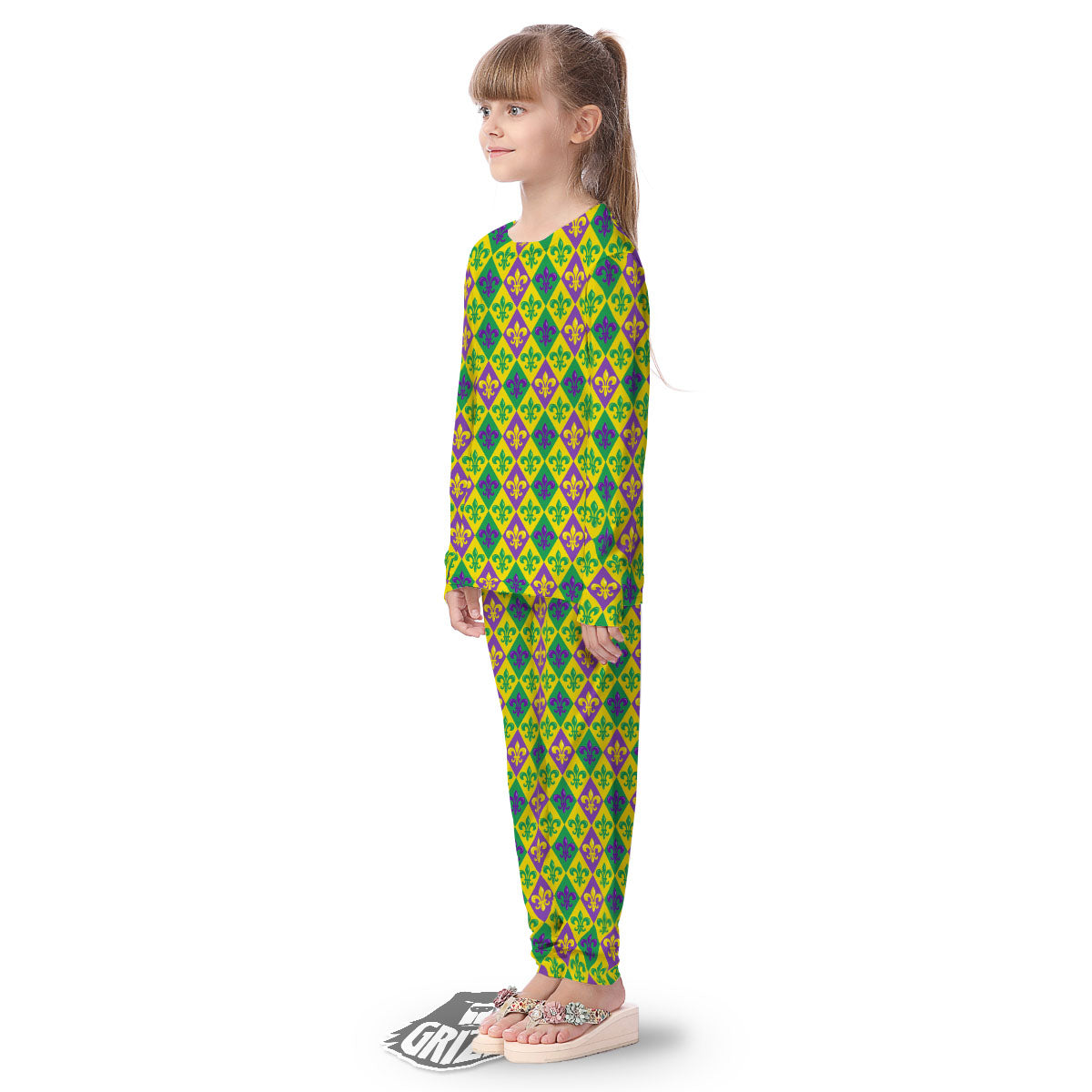 De Lis Mardi Gras Print Pattern Kid's Pajamas-grizzshop