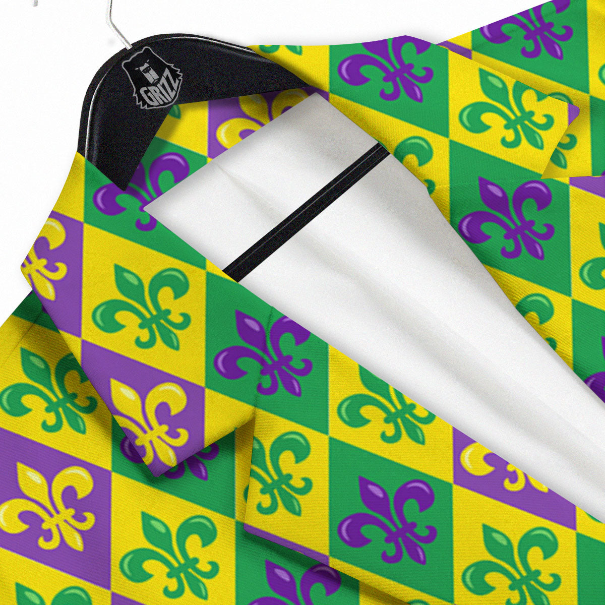 De Lis Mardi Gras Print Pattern Men's Sport Coat-grizzshop