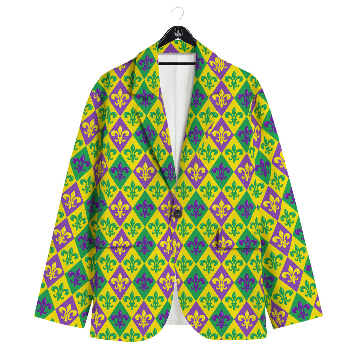 De Lis Mardi Gras Print Pattern Men's Sport Coat-grizzshop