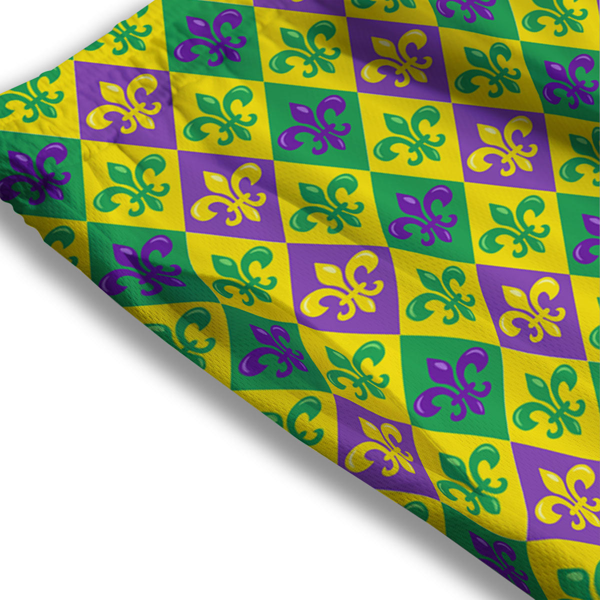 De Lis Mardi Gras Print Pattern Mesh Shorts