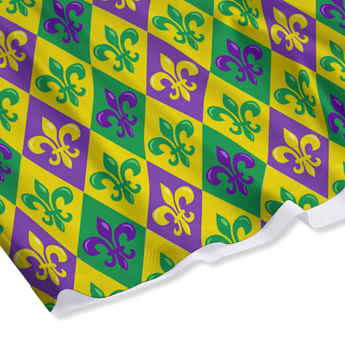De Lis Mardi Gras Print Pattern Mesh Shorts