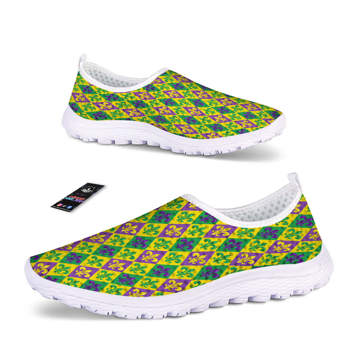 De Lis Mardi Gras Print Pattern Nurse Shoes-grizzshop