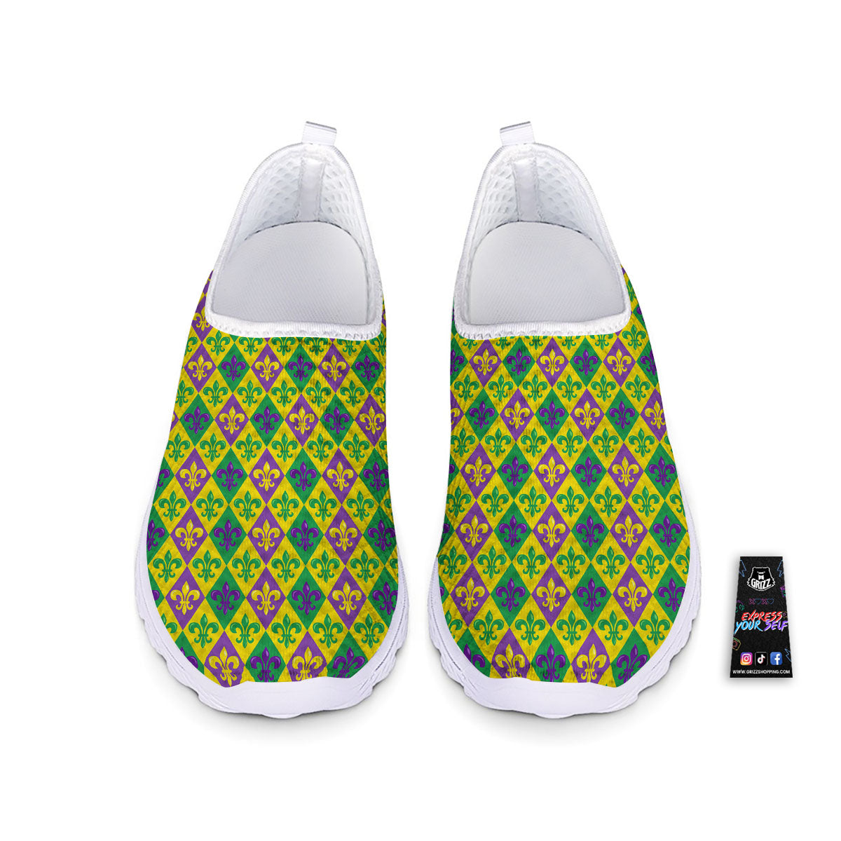 De Lis Mardi Gras Print Pattern Nurse Shoes-grizzshop