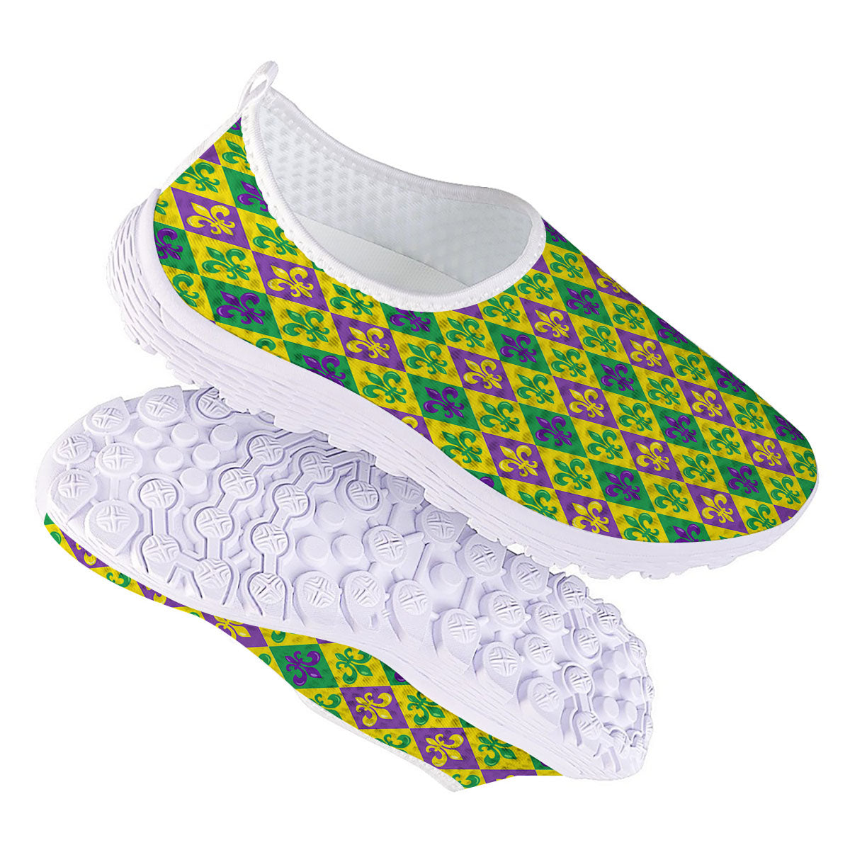De Lis Mardi Gras Print Pattern Nurse Shoes-grizzshop