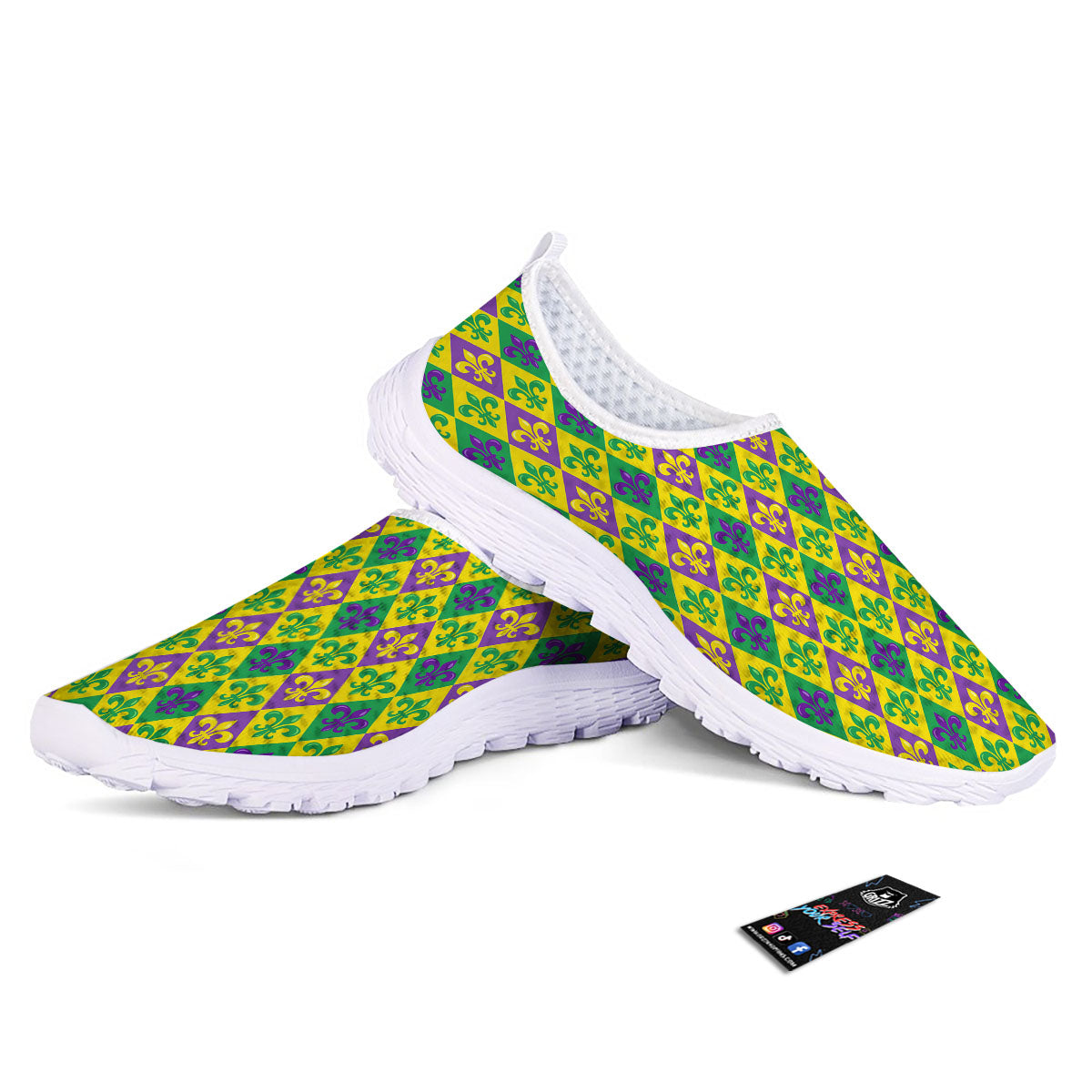 De Lis Mardi Gras Print Pattern Nurse Shoes-grizzshop