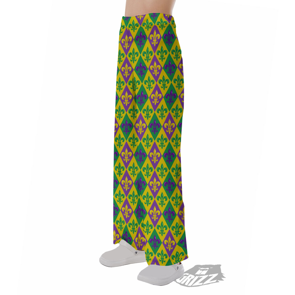 De Lis Mardi Gras Print Pattern Pajama Pants-grizzshop