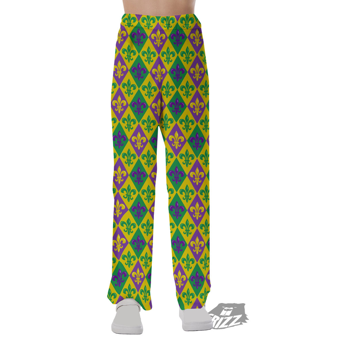 De Lis Mardi Gras Print Pattern Pajama Pants-grizzshop