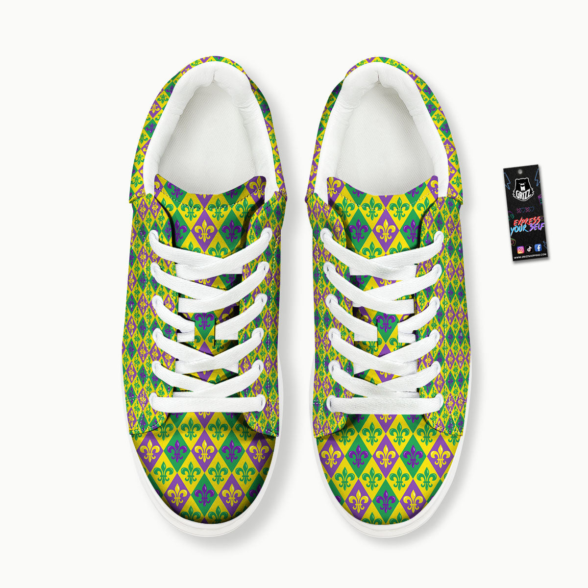 De Lis Mardi Gras Print Pattern Platform Shoes-grizzshop
