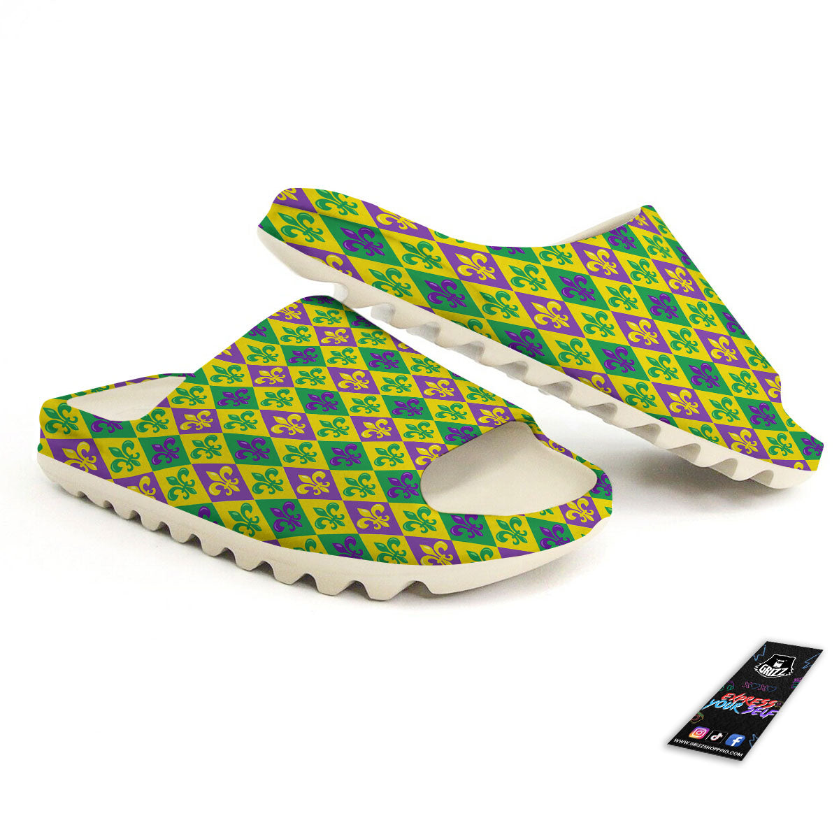 De Lis Mardi Gras Print Pattern Sandals-grizzshop