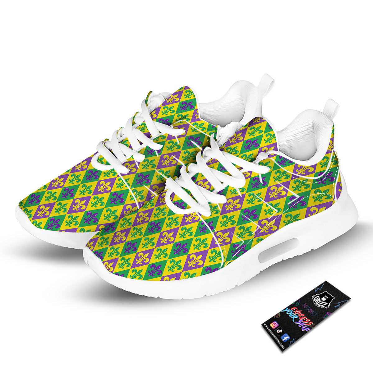 De Lis Mardi Gras Print Pattern Tennis Shoes-grizzshop
