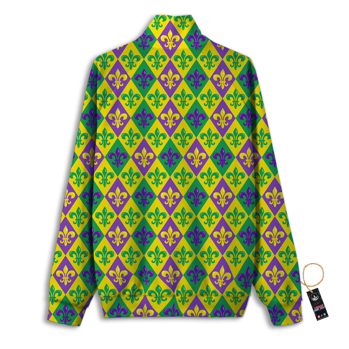 De Lis Mardi Gras Print Pattern Track Jacket-grizzshop