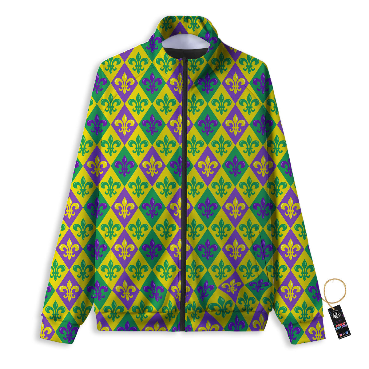De Lis Mardi Gras Print Pattern Track Jacket-grizzshop