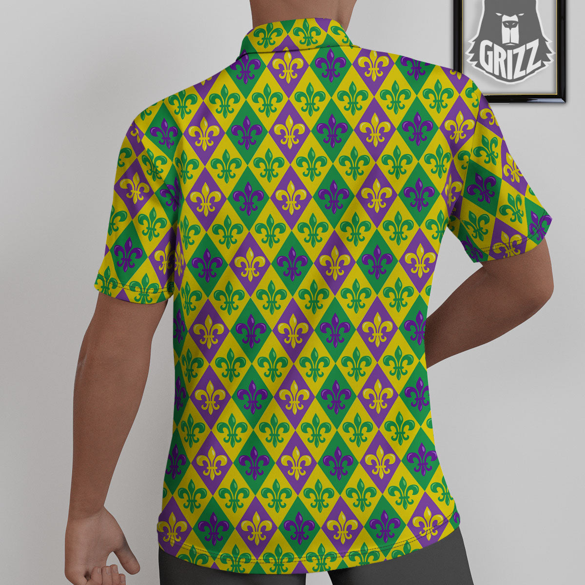 De Lis Mardi Gras Print Pattern Untucked Shirts-grizzshop