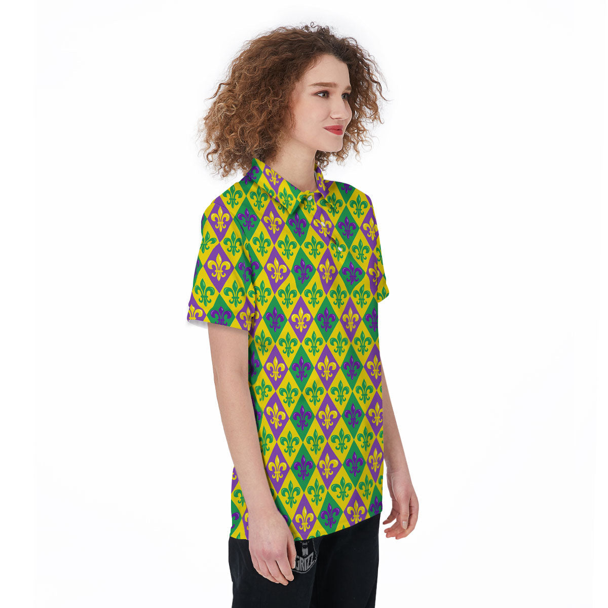De Lis Mardi Gras Print Pattern Women's Golf Shirts-grizzshop