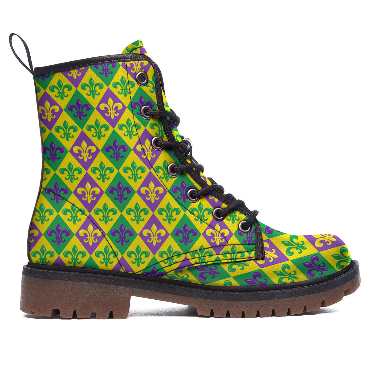 De Lis Mardi Gras Print Pattern Work Boots-grizzshop