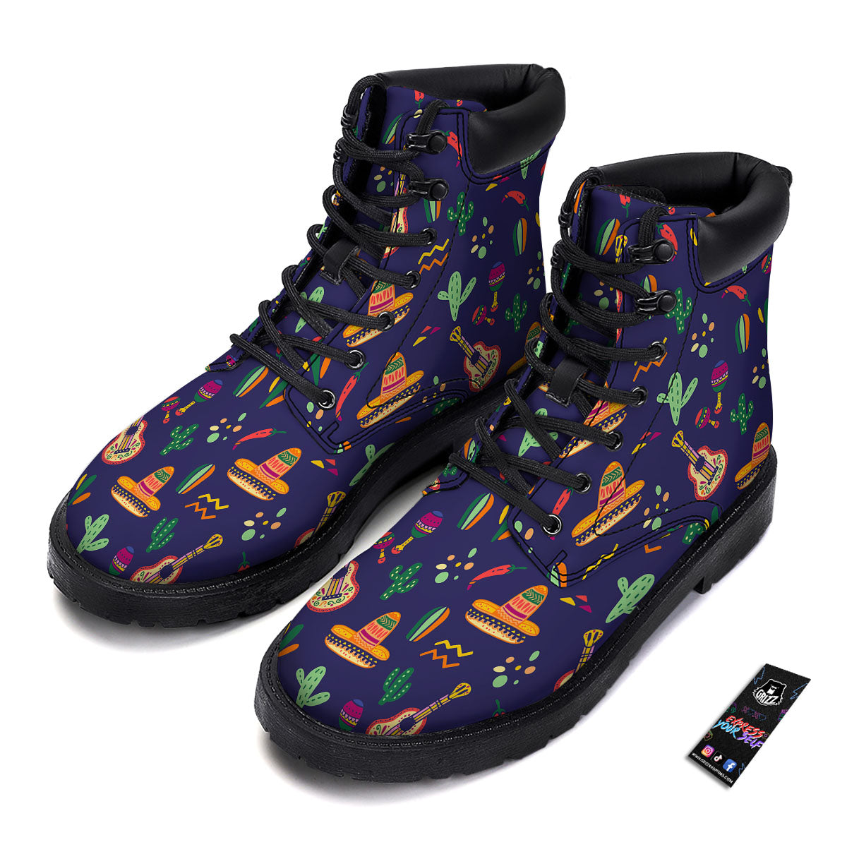 De Mayo Mexico Cinco Print Pattern Boots-grizzshop