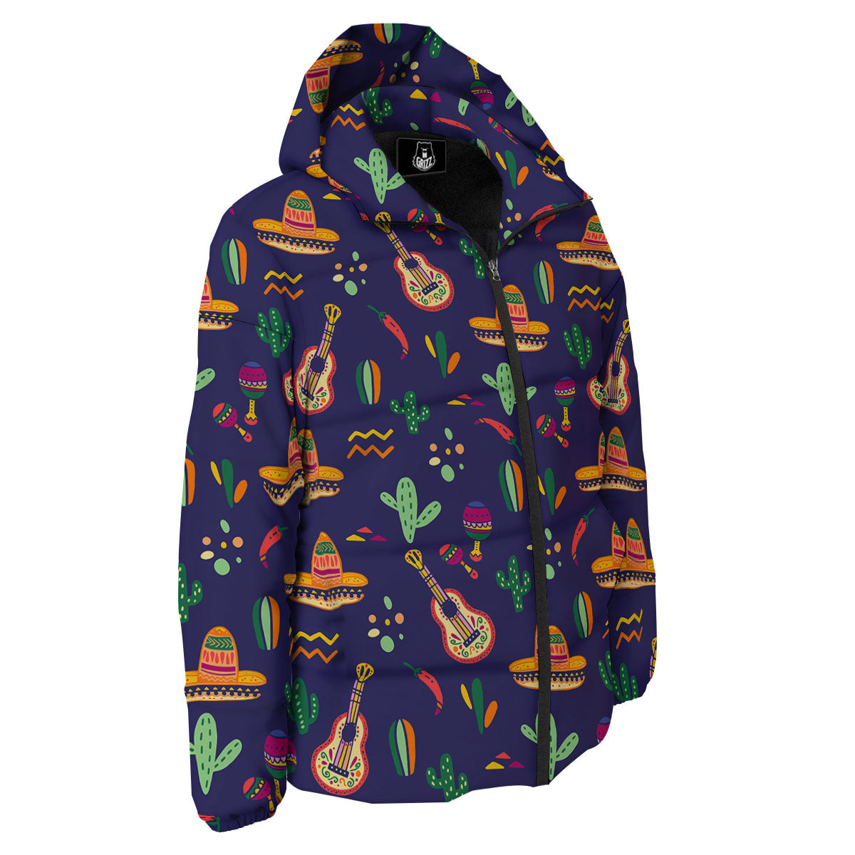 De Mayo Mexico Cinco Print Pattern Down Jacket-grizzshop