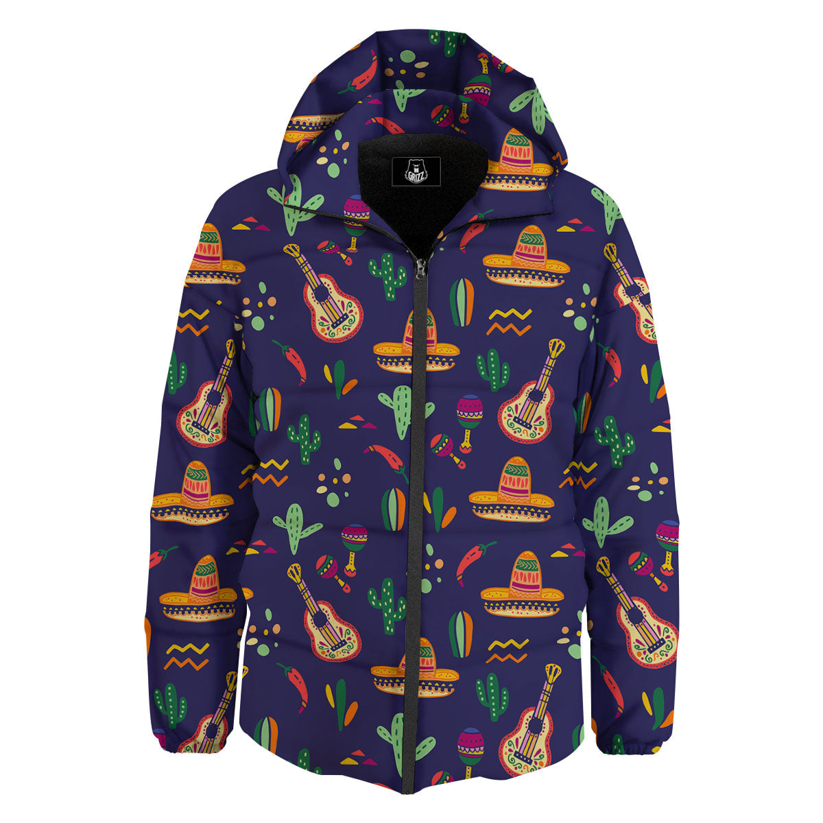 De Mayo Mexico Cinco Print Pattern Down Jacket-grizzshop