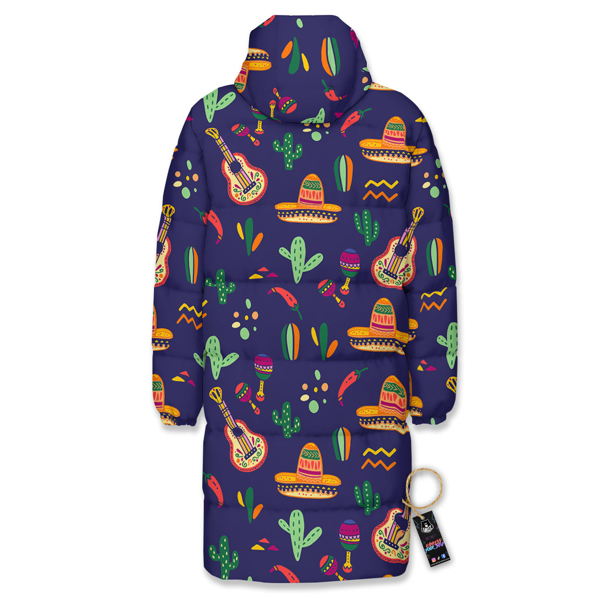 De Mayo Mexico Cinco Print Pattern Long Down Jacket-grizzshop