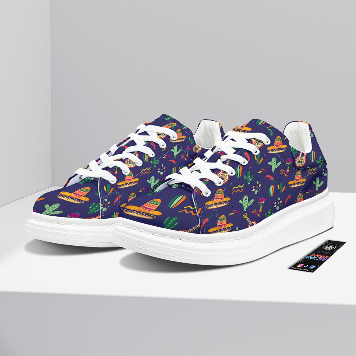 De Mayo Mexico Cinco Print Pattern Platform Shoes-grizzshop