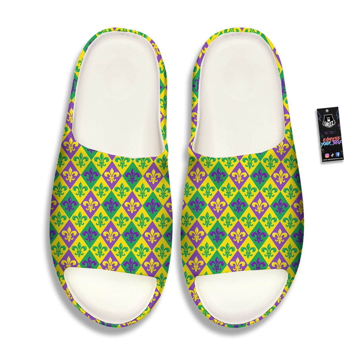 De Lis Mardi Gras Print Pattern Sandals-grizzshop